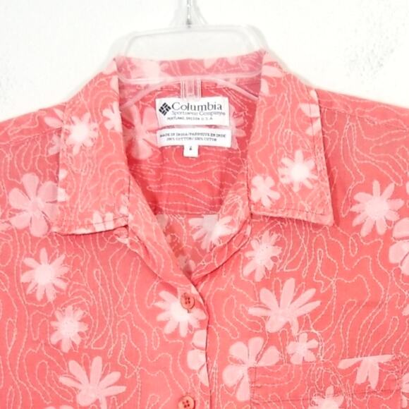 Columbia floral print cotton button front shirt S - Picture 3 of 9